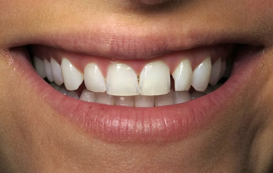 Before: uneven upper front teeth with small gaps.